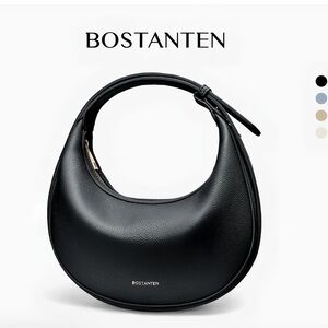 Black Crescent Shoulder Bag Faux Leather